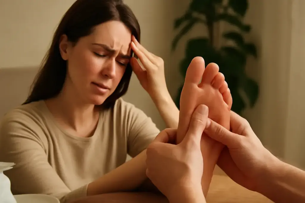 Come alleviare il mal di testa con la riflessologia? I movimenti precisi che fanno la differenza